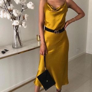 Zara Mustard Midi Camisole dress